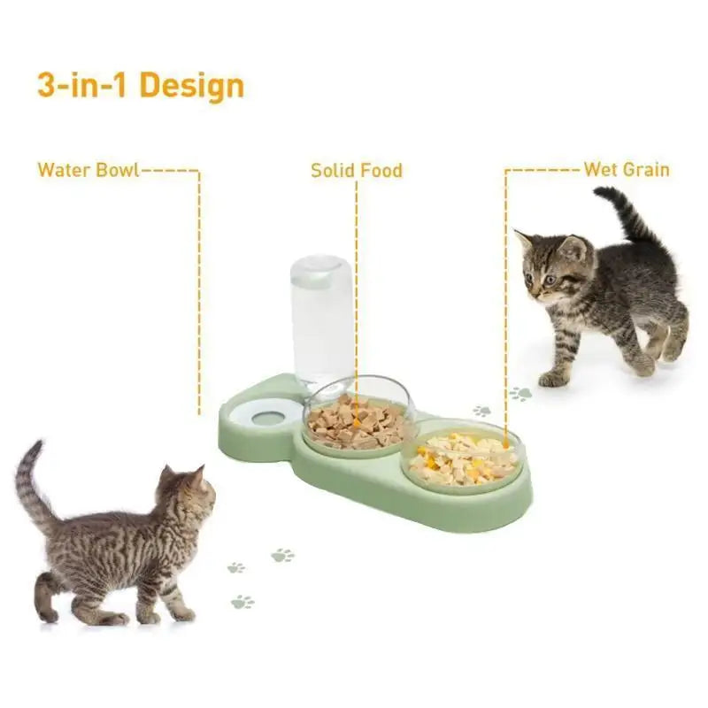 3-Bowl Automatic Pet Feeder Large Water Dispenser Dog Cat Basin