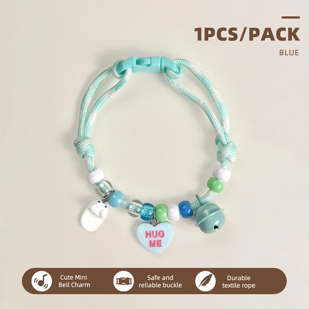 Cute Beaded Pet Collar Adjustable Bell Anti-Lost Cats Dogs