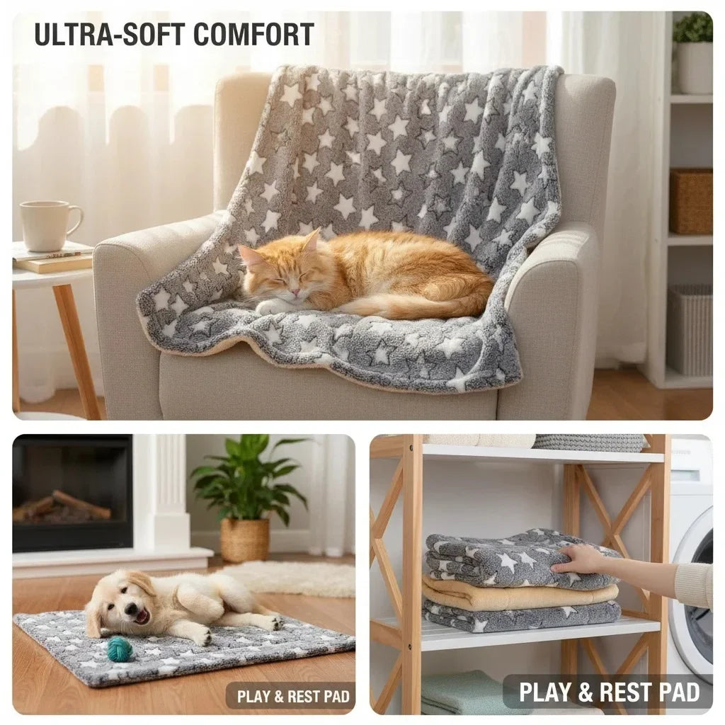 Plush Washable Pet Blanket Sofa Bed Mat for Travel