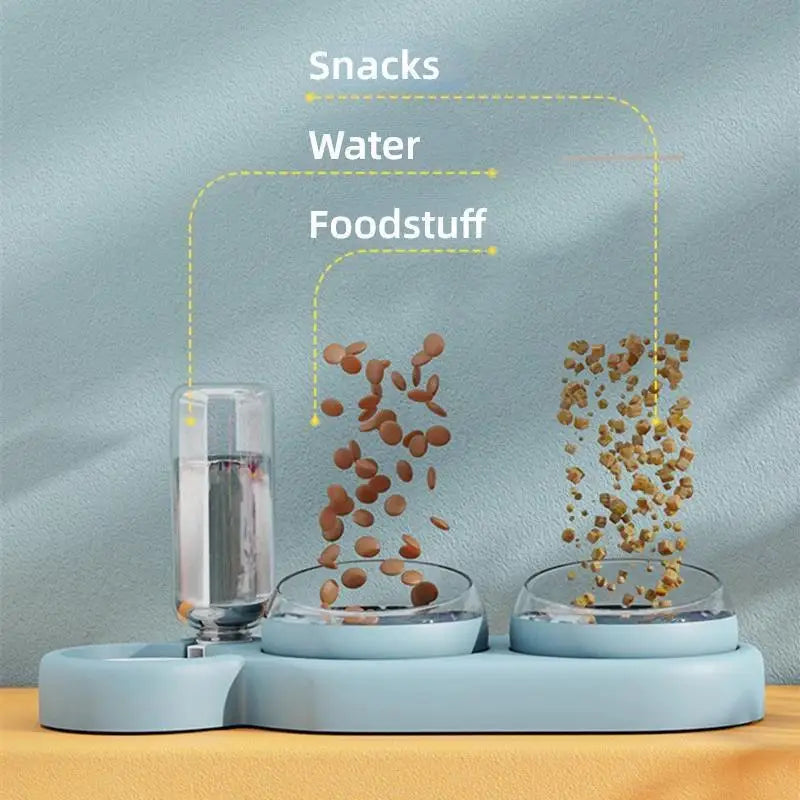 3-Bowl Automatic Pet Feeder Large Water Dispenser Dog Cat Basin