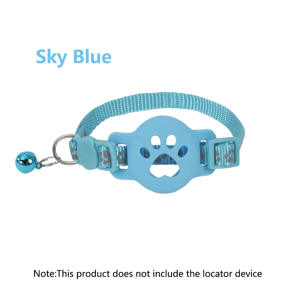 Reflective Cat Collar AirTag Holder Bell Adjustable Domestic