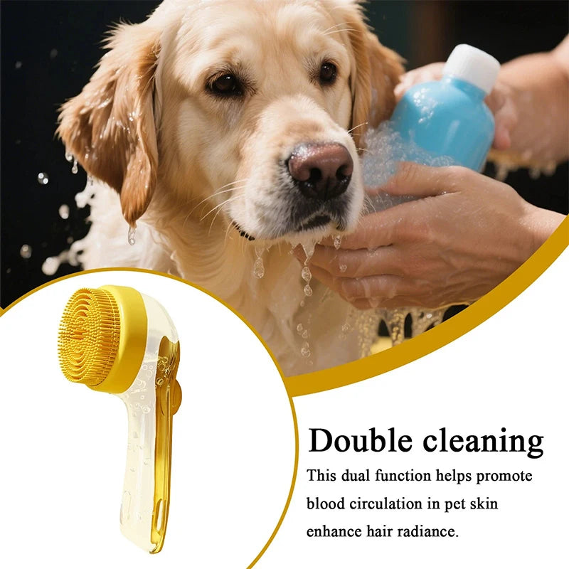 Pet Bath Brush Silicone Shampoo Dispenser for Dogs Cats