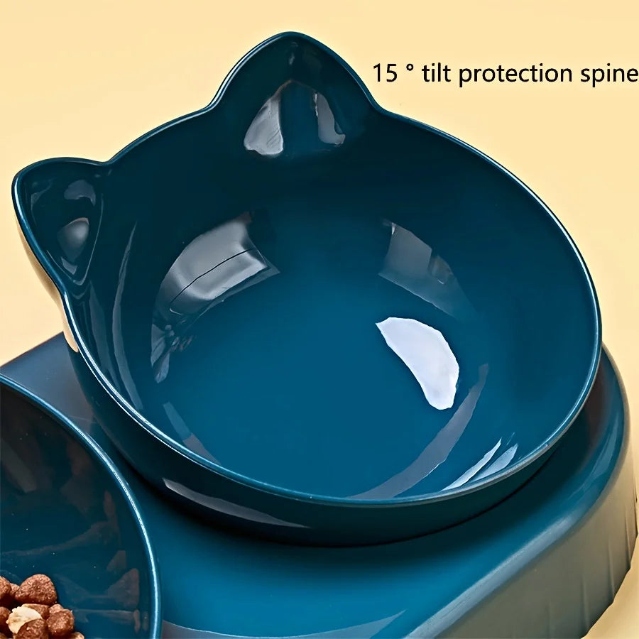 3-in-1 Pet Bowl with Gravity Water Bottle for Cats Neck Protection