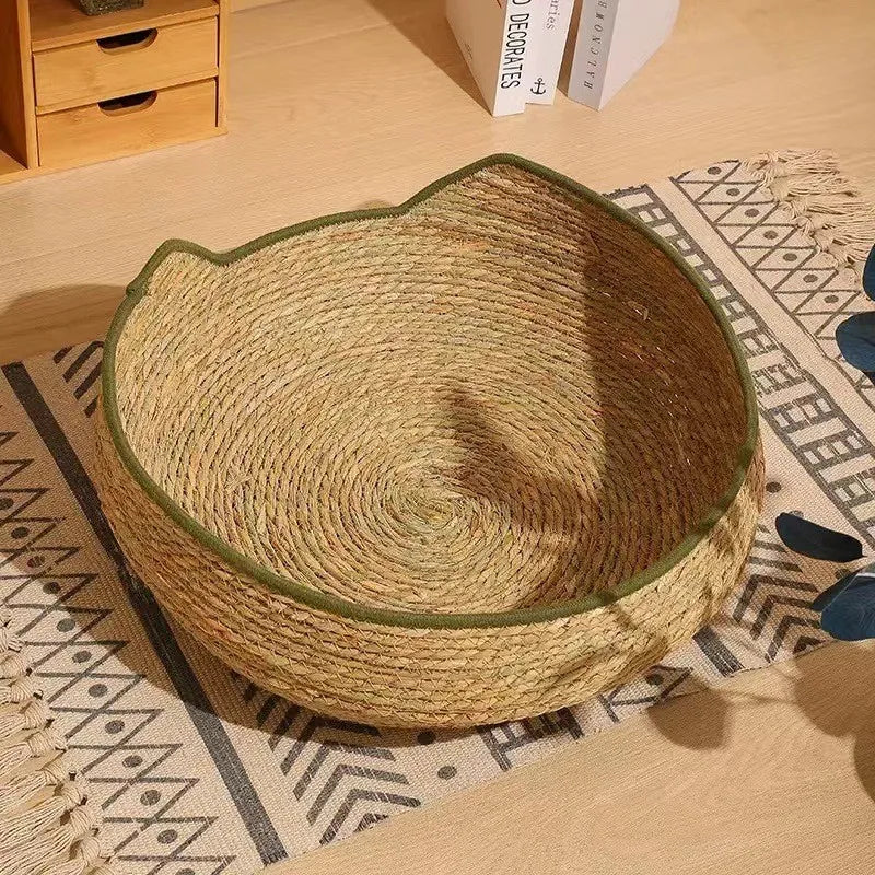 Hand-Woven Cotton Rope Cat Basket All Season
