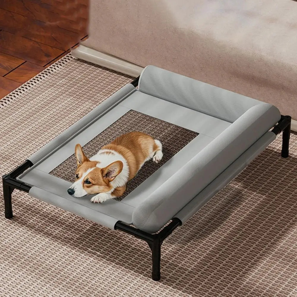 Mesh Elevated Dog Bed with Pillow Breathable Patio Sunbathing