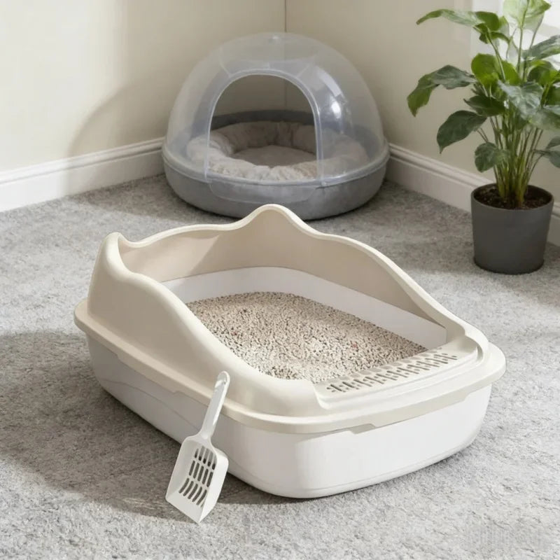 Anti-Splash Cat Litter Box Bedpan Kitten Sandbox Daily Supplies