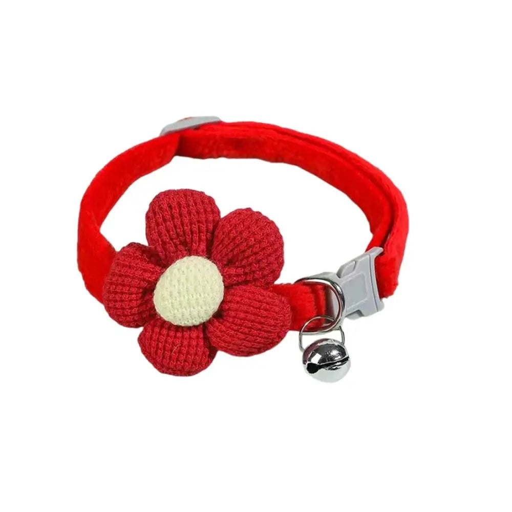 Cute Flower Bell Cat Collar Adjustable Teddy Dog Pets