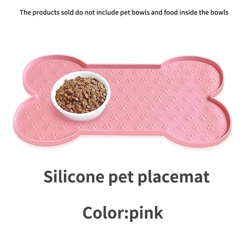 Dog Bowl Mat Thicker Pet Drinking Feeding Placemat  Dog Food Mat Anti-Slip Silicone Waterproof Cat Feeder Pad with Raised Edge