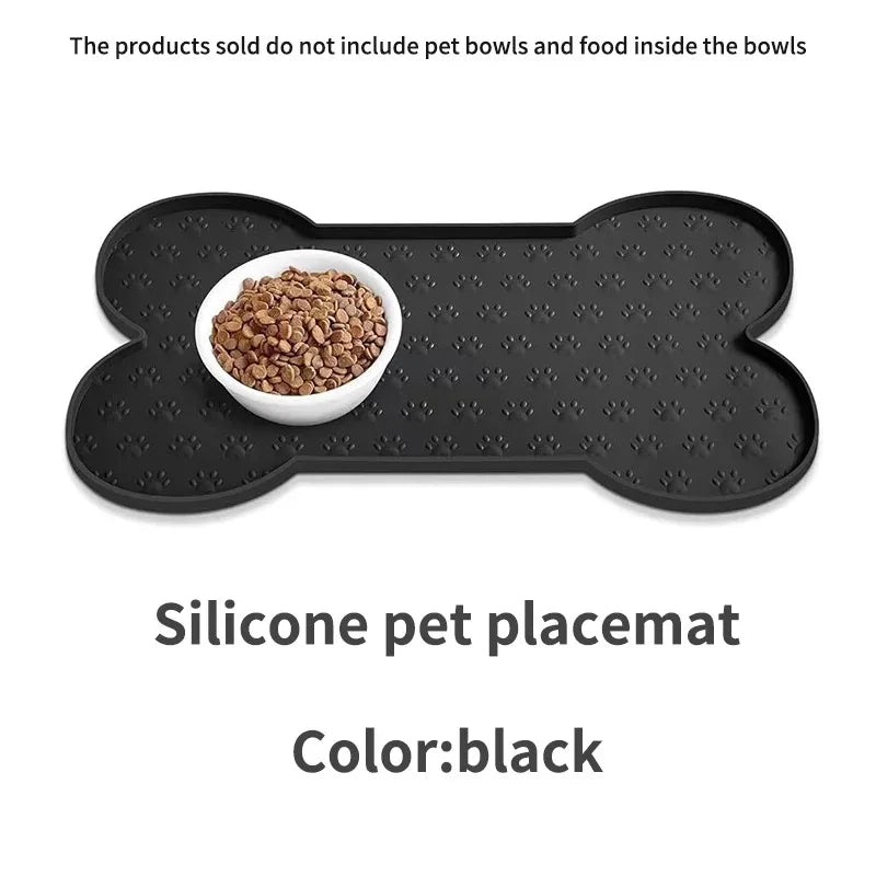 Dog Bowl Mat Thicker Pet Drinking Feeding Placemat  Dog Food Mat Anti-Slip Silicone Waterproof Cat Feeder Pad with Raised Edge