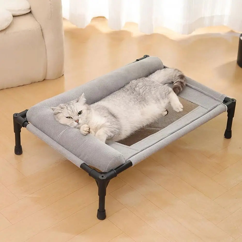 Mesh Elevated Dog Bed with Pillow Breathable Patio Sunbathing