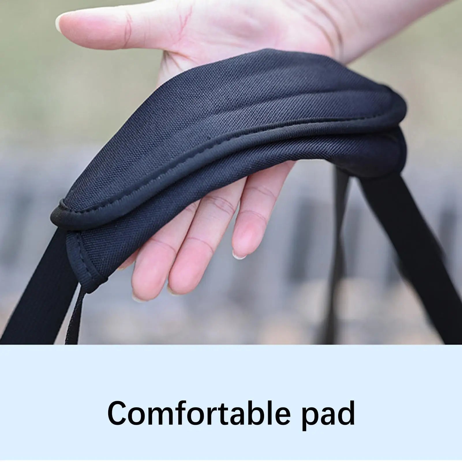 Black padded support strap section for a dog lift harness vest