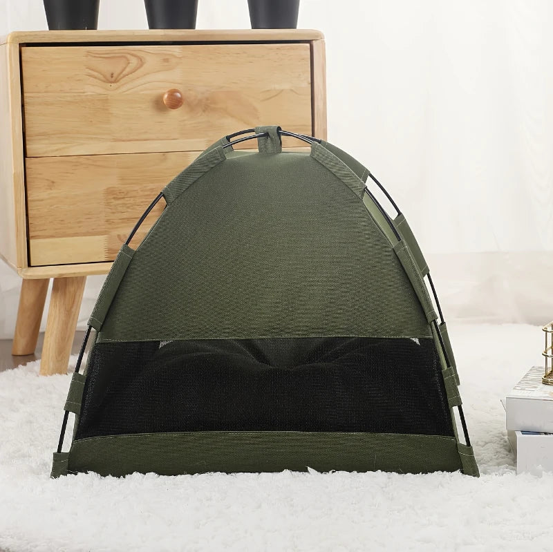 Foldable Canvas Cat Tent Bed Removable Semi-Enclosed Pet Sofa