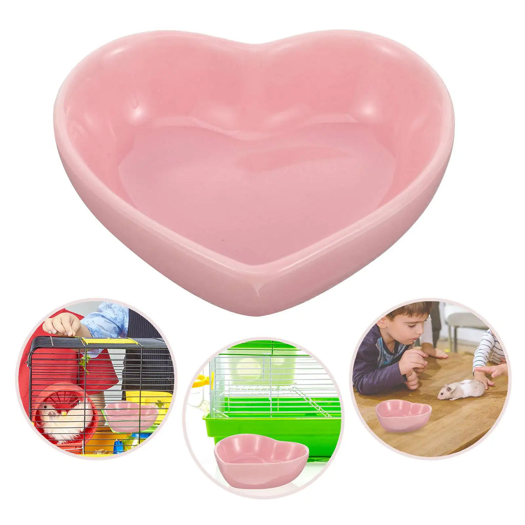 Heart Shape Ceramic Pet Bowl for Hamsters Guinea Pigs Squirrels