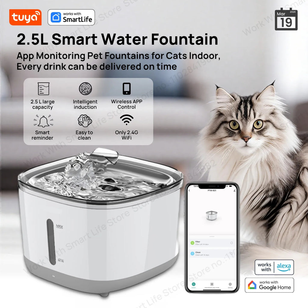 Tuya App Cat Water Dispenser | Smart Pet Fountain USA