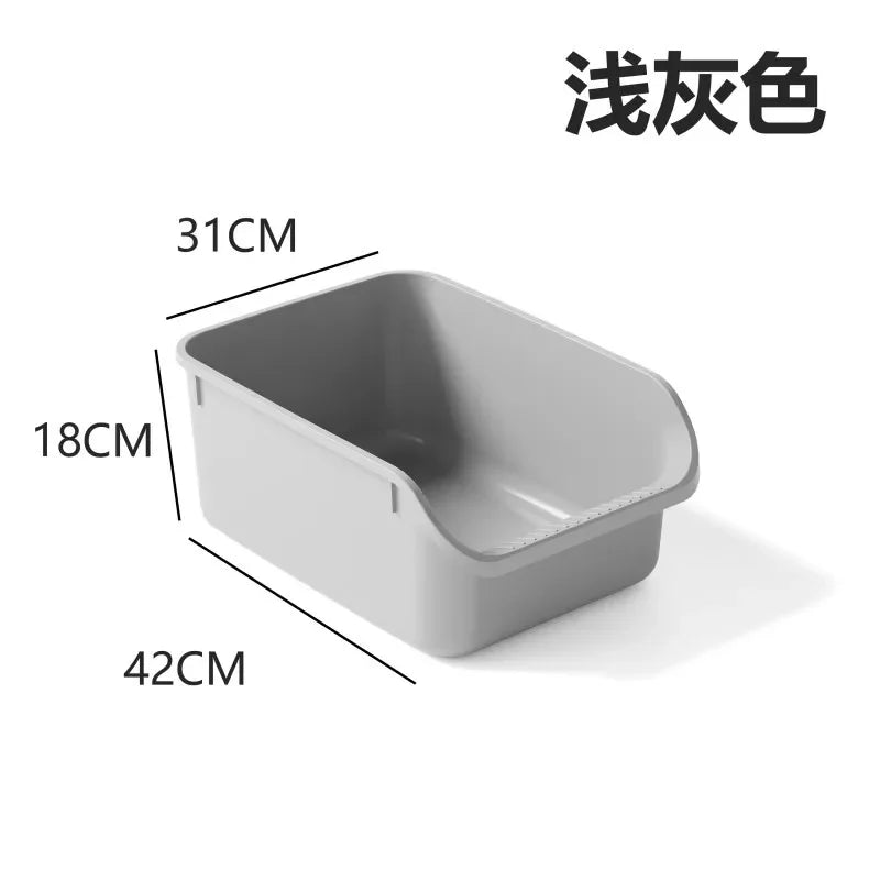 Oversized Semi-Enclosed Cat Litter Box Anti-Splash Kitten Toilet