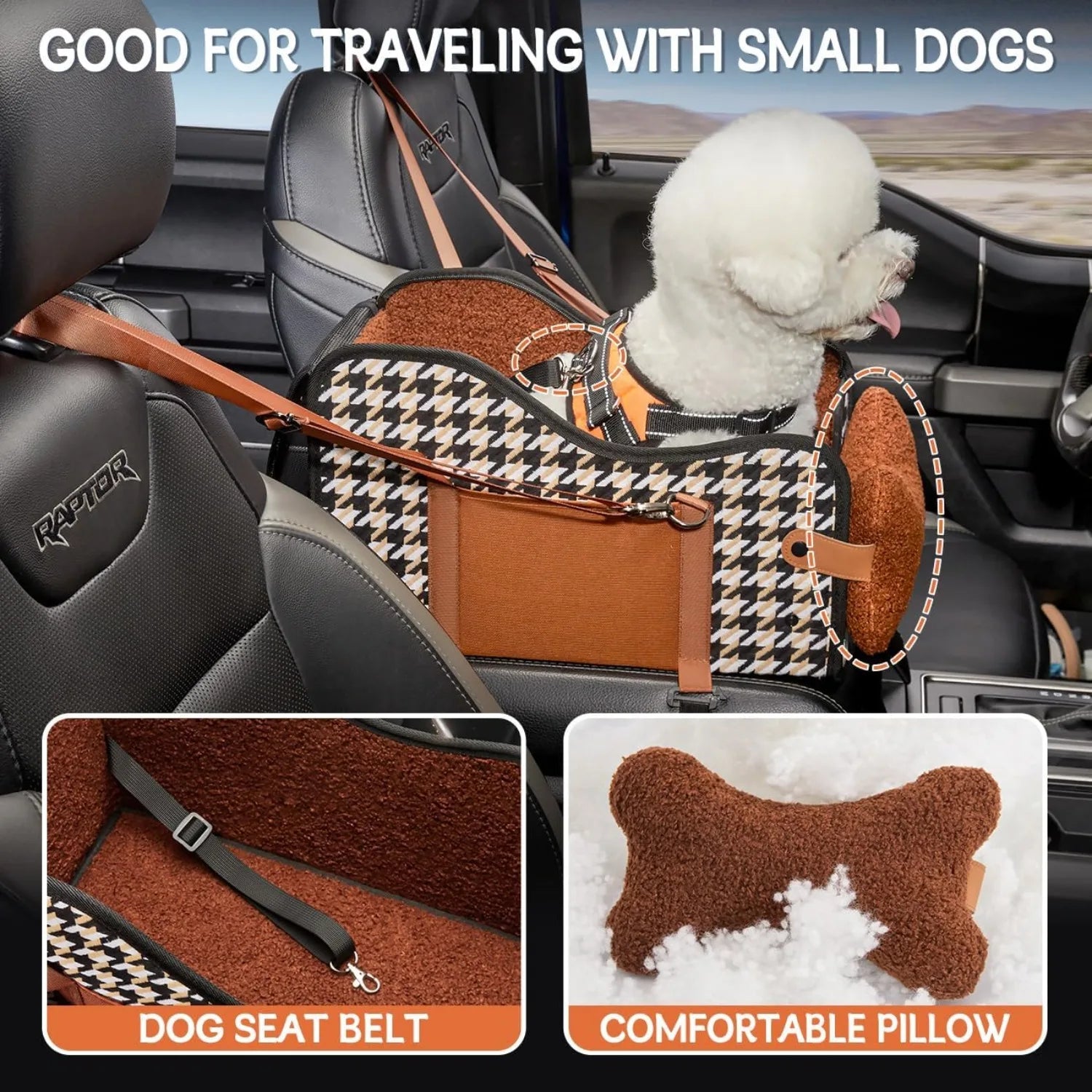 Portable Armrest Pet Car Seat Cushion for Small Dogs