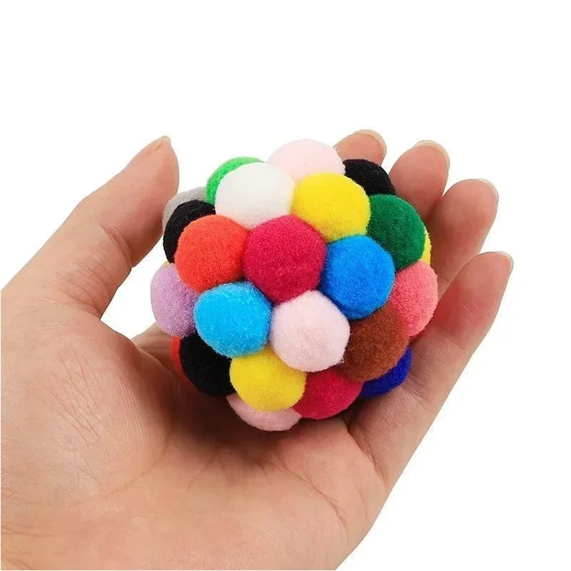 Colorful Plush Bell Ball Toy for Cats and Dogs Play