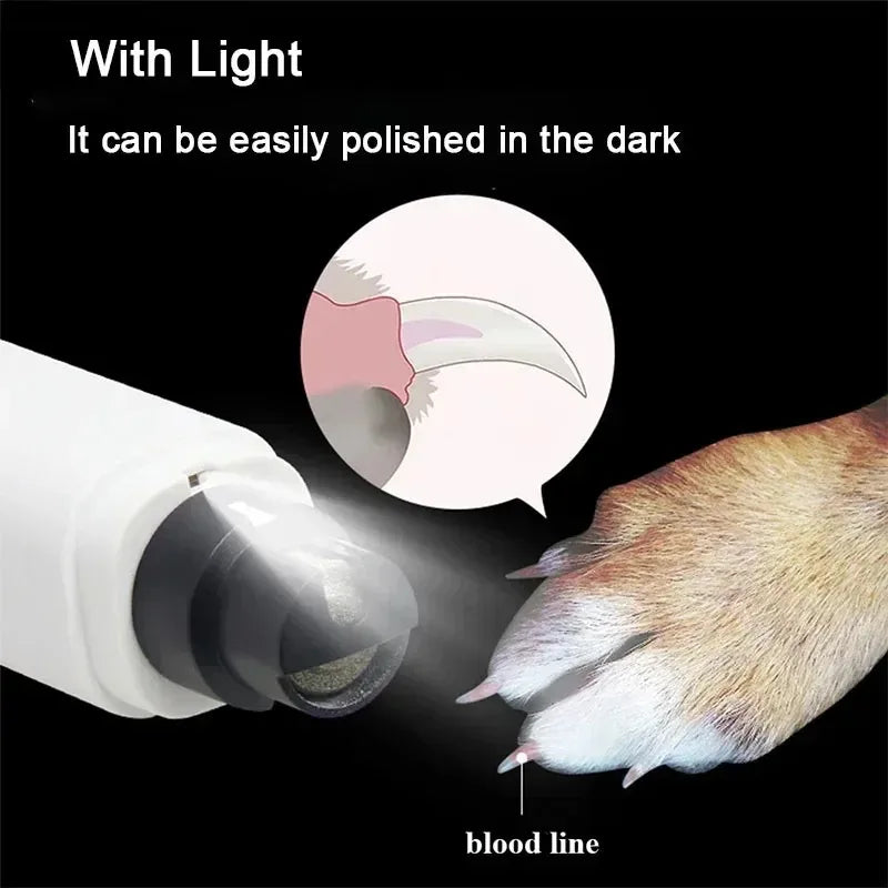 Electric Cat Nail Clippers Dog Nail Grinder USB Rechargeable LED Light Quiet