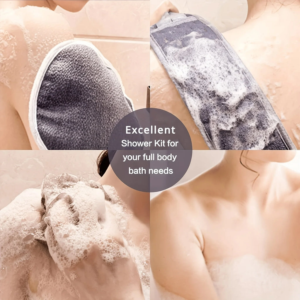 Exfoliating Body Scrubber Set Back Scrubber Bath Glove Loofah