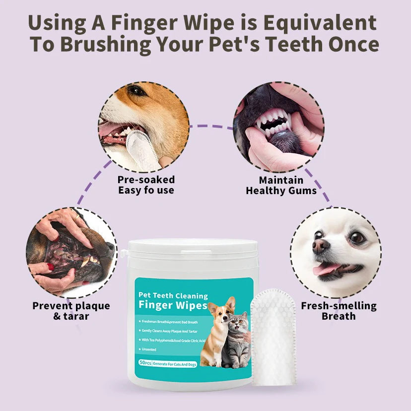 Disposable Pet Finger Toothbrush for Dog & Cat Oral Cleaning