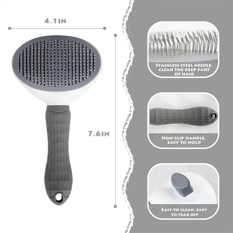 One-Click Pet Hair Removal Comb Brush for Cats and Dogs