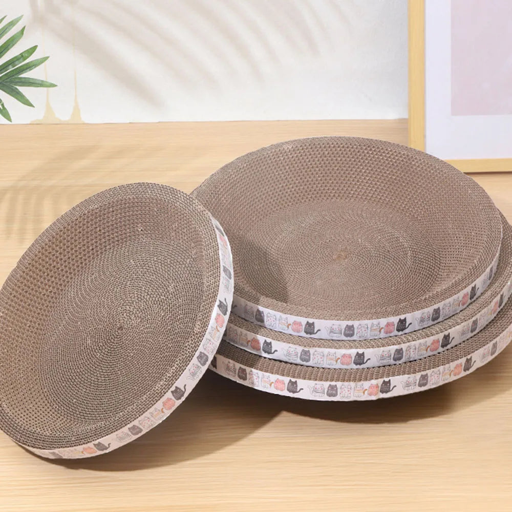 Corrugated Cardboard Cat Scratcher Round Oval Shape - Claw Grinding Toy