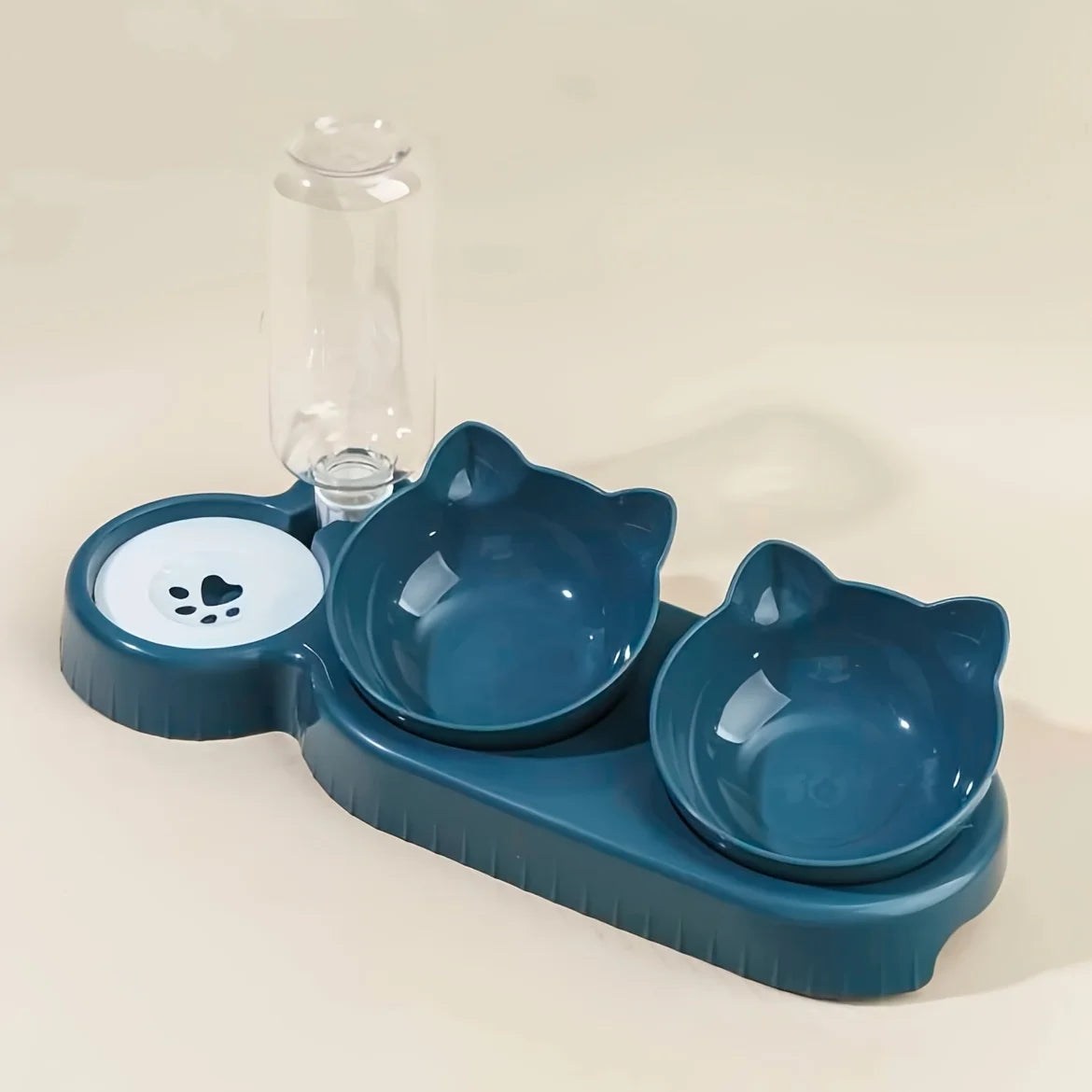 3-in-1 Pet Bowl with Gravity Water Bottle for Cats Neck Protection