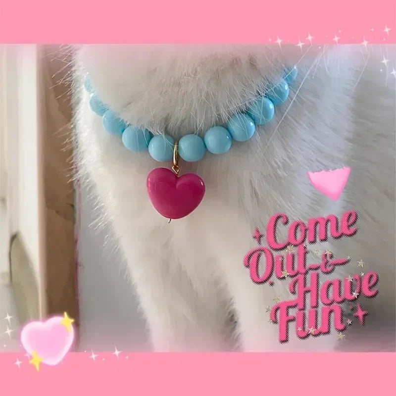 Cute Pearl Cat Collar Dog Princess Necklace Jewelry Wedding