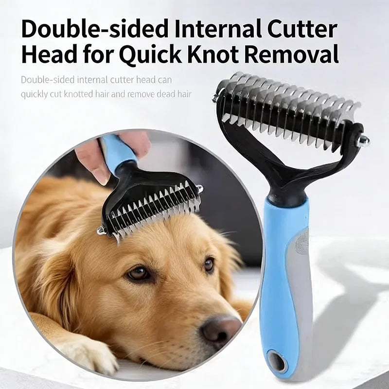 Double-Sided Dog Brush Hair Removal Detangling Comb Grooming Tool