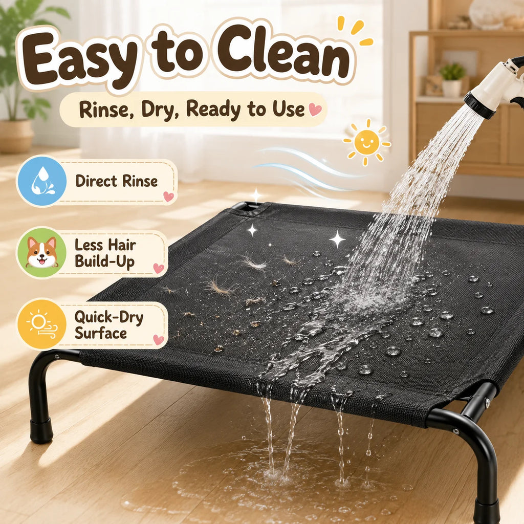 Washable Elevated Breathable Mesh Dog Bed for All Sizes