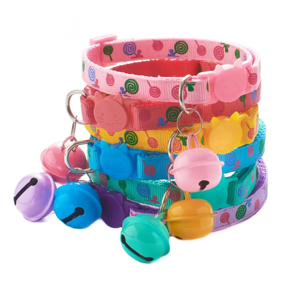 Cartoon Cat Collar Adjustable Kitten Necklace Bell Pendant