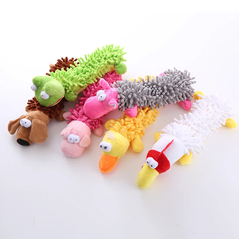 Squeaky Plush Mop Frog Hippo Teeth Grinding Toy for Dogs