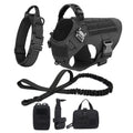 Dog harness vest set in black with matching leash and two small accessory bags