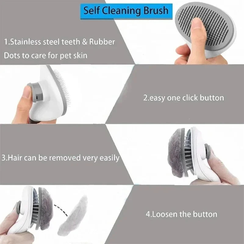 Dematting Grooming Brush Self-Cleaning for Pets