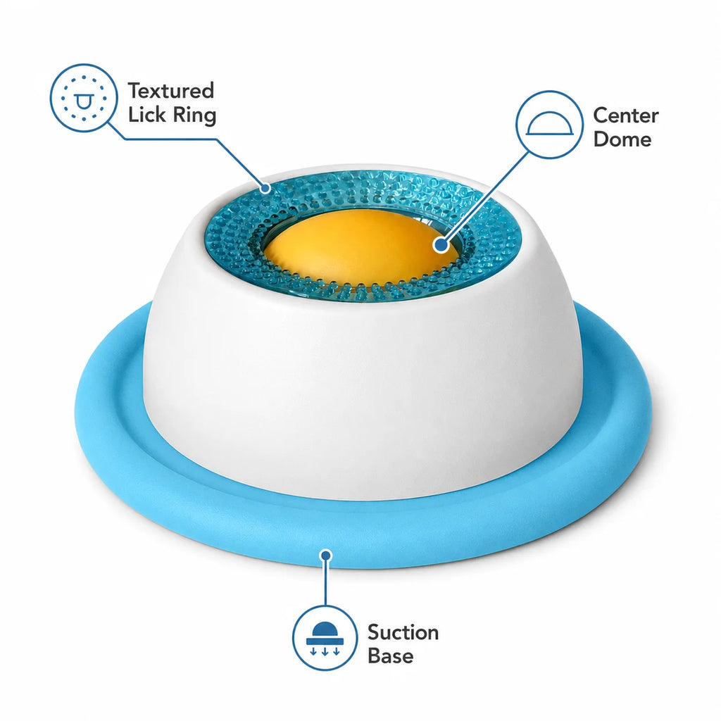 Cat Slow Feeder Bowl with Suction Base Interactive Pet Lick Bowl for Wet Dry Food Treats Anti-Slip Cat Feeding Dish for Healthy