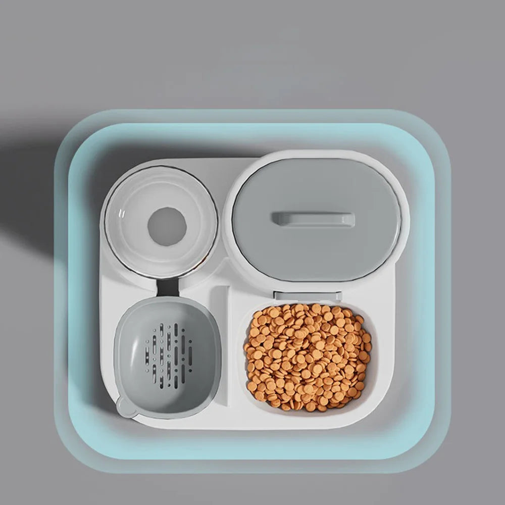 Spill-Proof Dual Bowl for Dog and Cat Food and Water