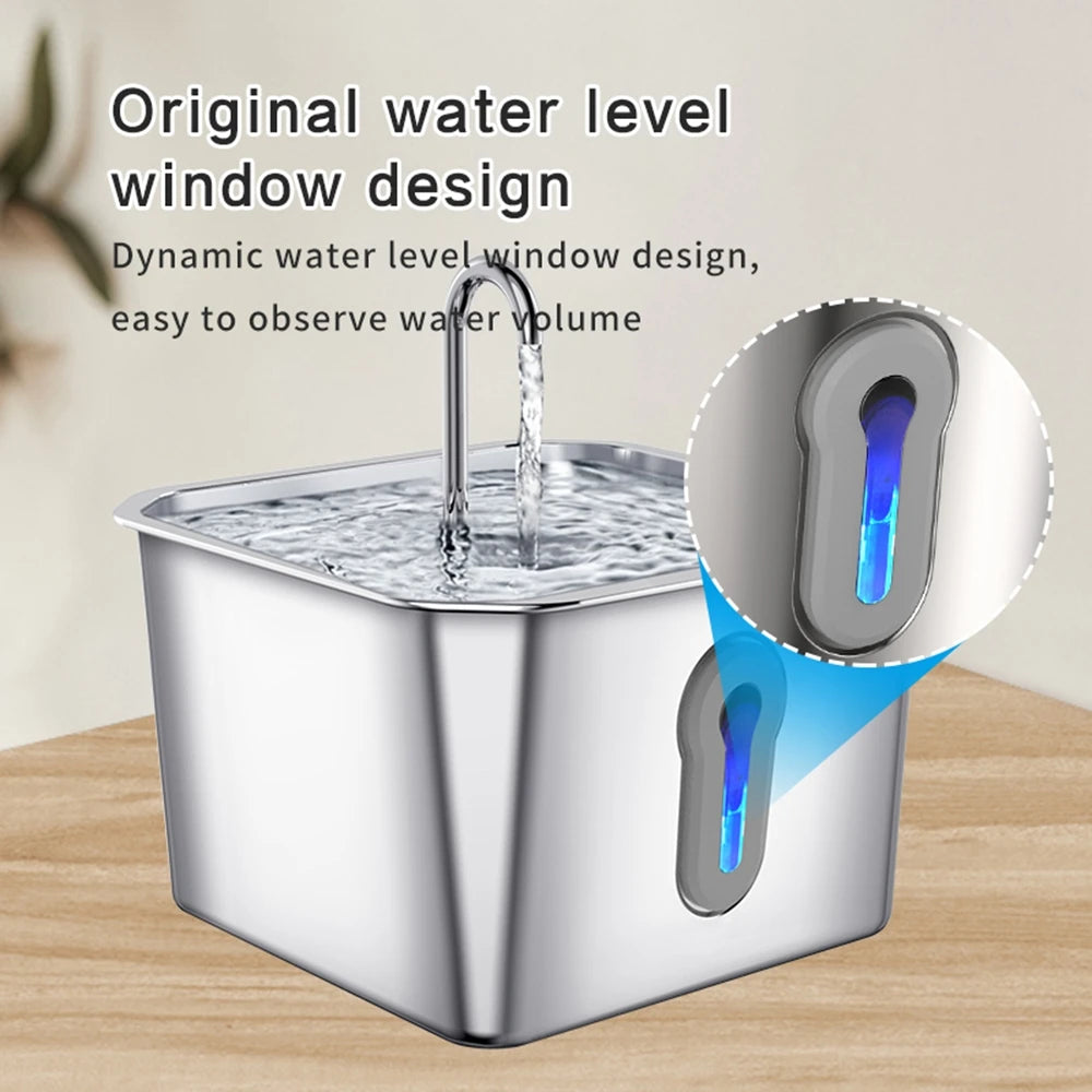 Stainless Steel Cat Water Fountain 134oz/4L Ultra-Quiet Pump Multi-Pet