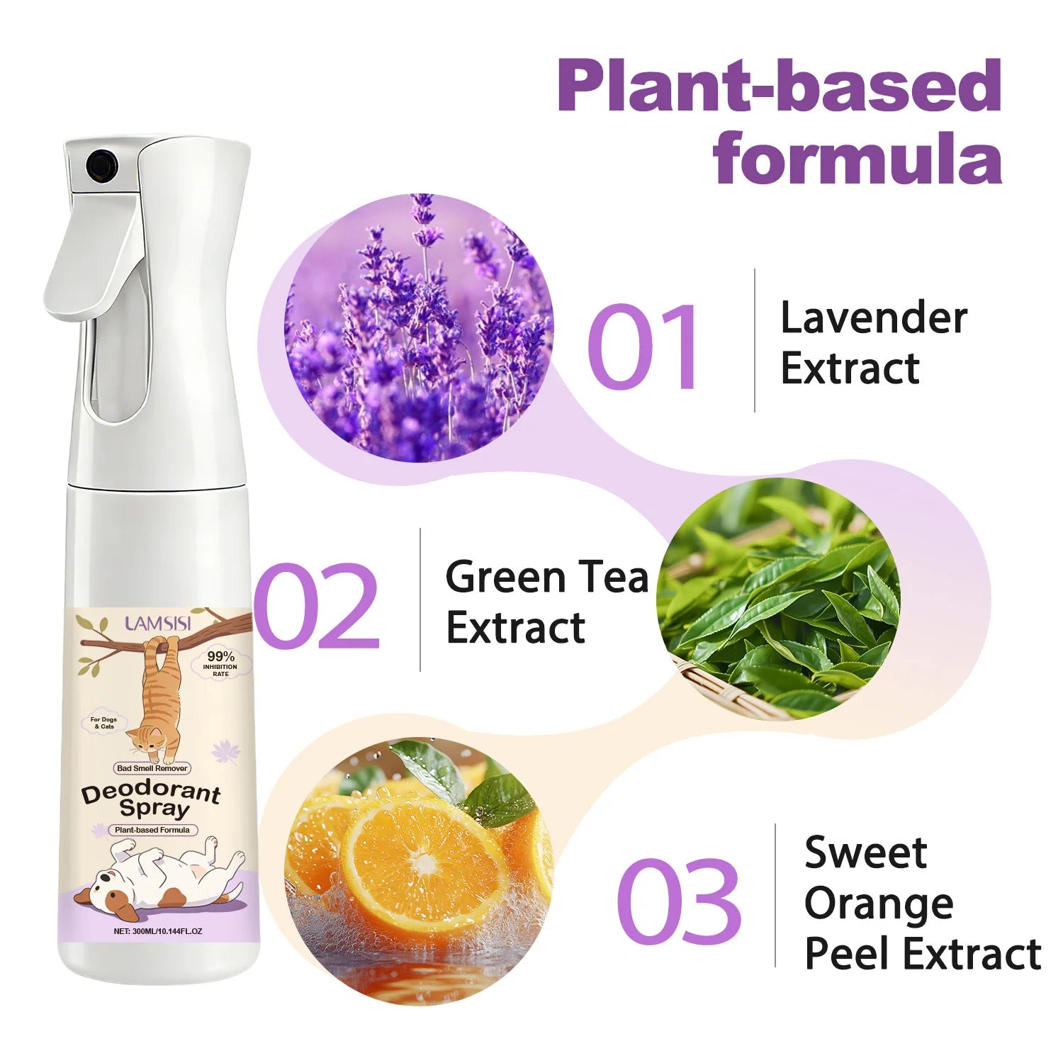 Plant-Based Pet Deodorant Spray Eliminates Urine Odors 300ml