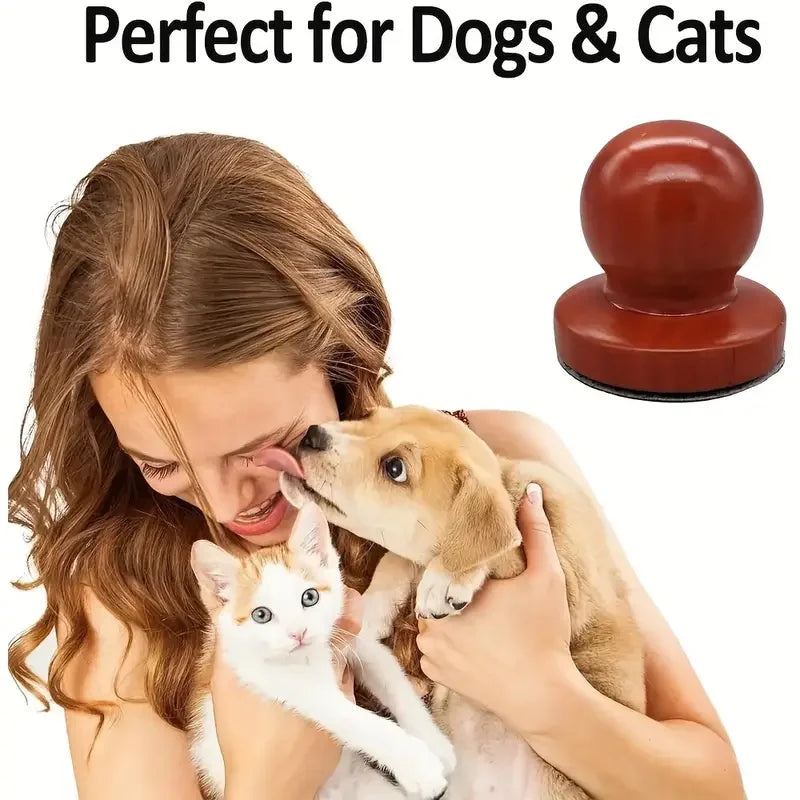 Pet nail grooming buffer for cats and dogs, orange-brown handle with black pad