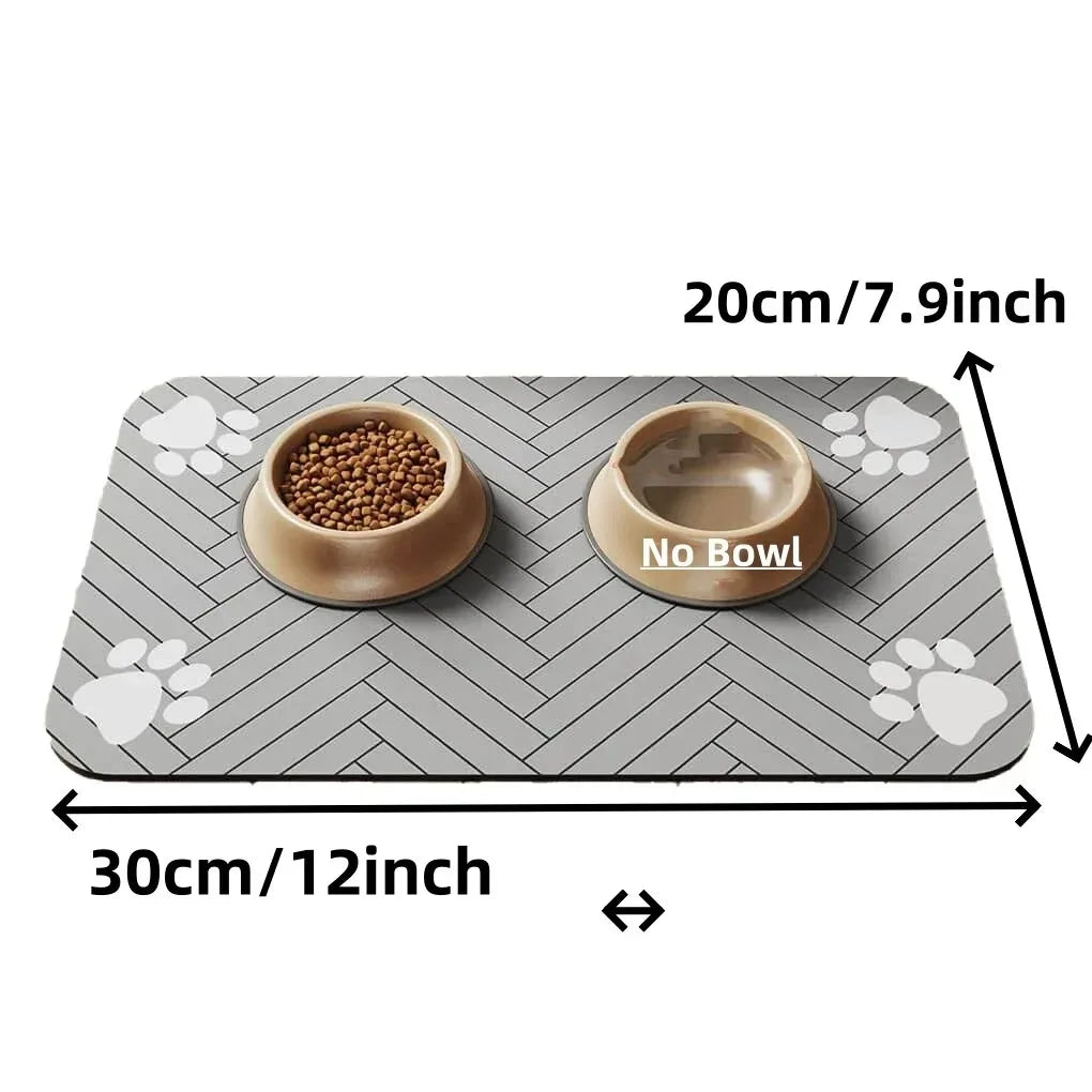 Quick-Dry Absorbent Pet Placemat with Waterproof Rubber Backing