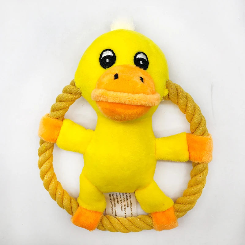 Cotton Rope Duck Pig Squeaker Chew Training Toy for Dogs