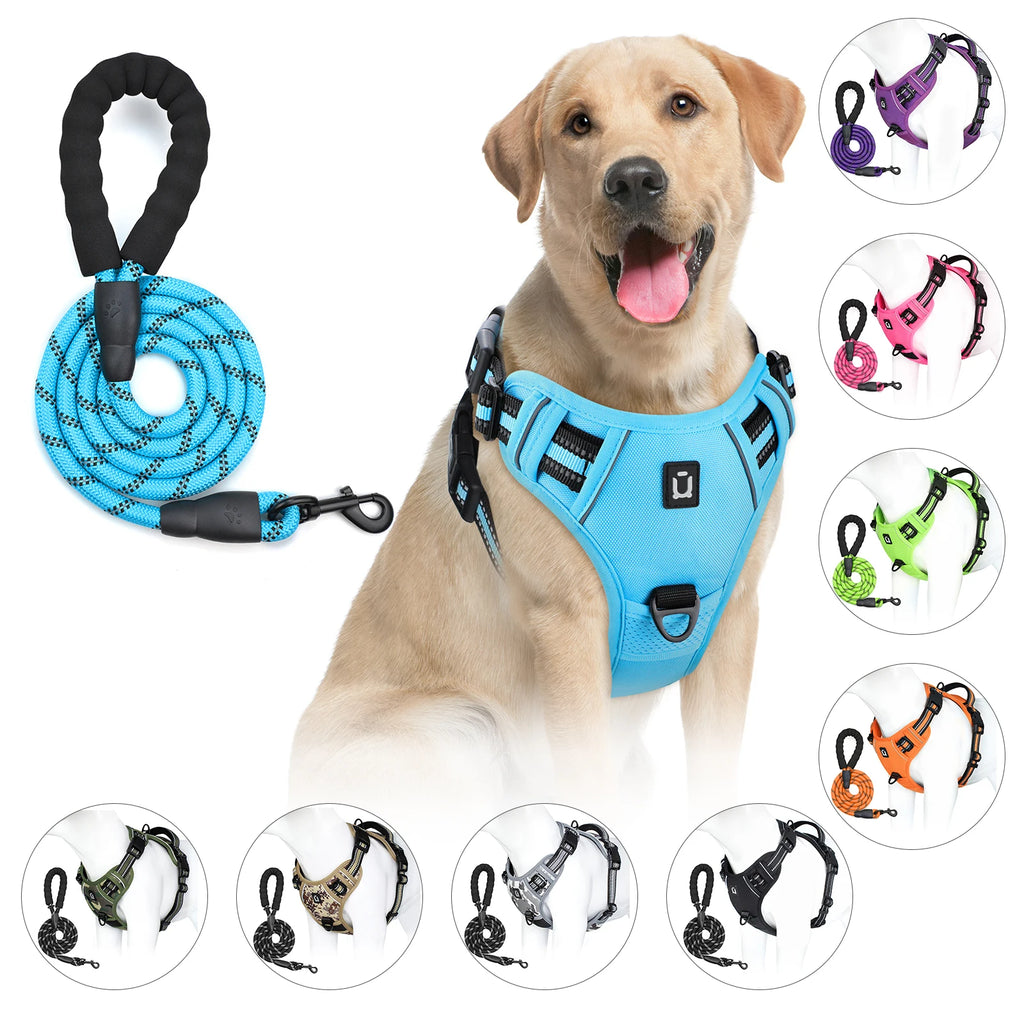 Dog Harness Leash Set Outdoor Sport Running Jogging Hiking Reflective No Pull