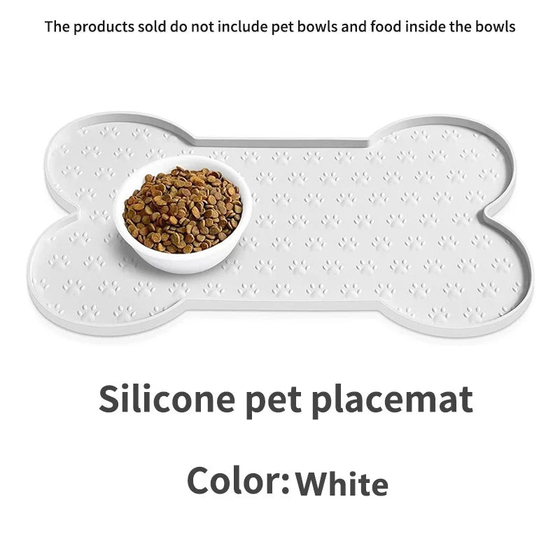 Dog Bowl Mat Thicker Pet Drinking Feeding Placemat  Dog Food Mat Anti-Slip Silicone Waterproof Cat Feeder Pad with Raised Edge