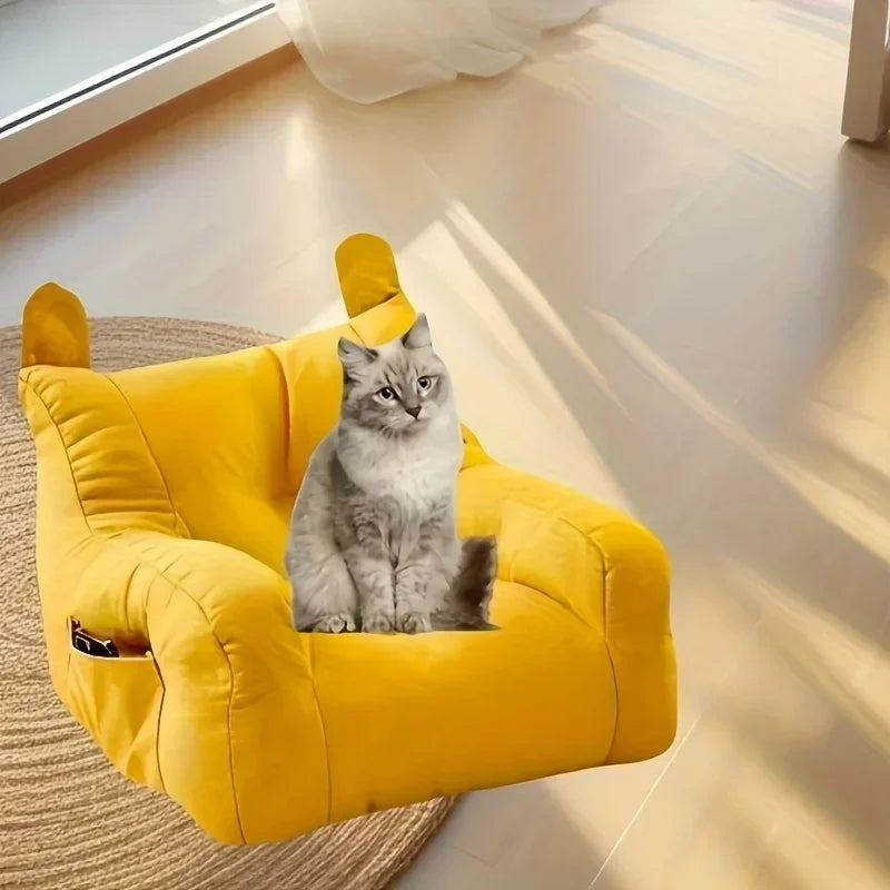 Adorable Cartoon Cat Sofa Bed Washable Plush Indoor Furniture