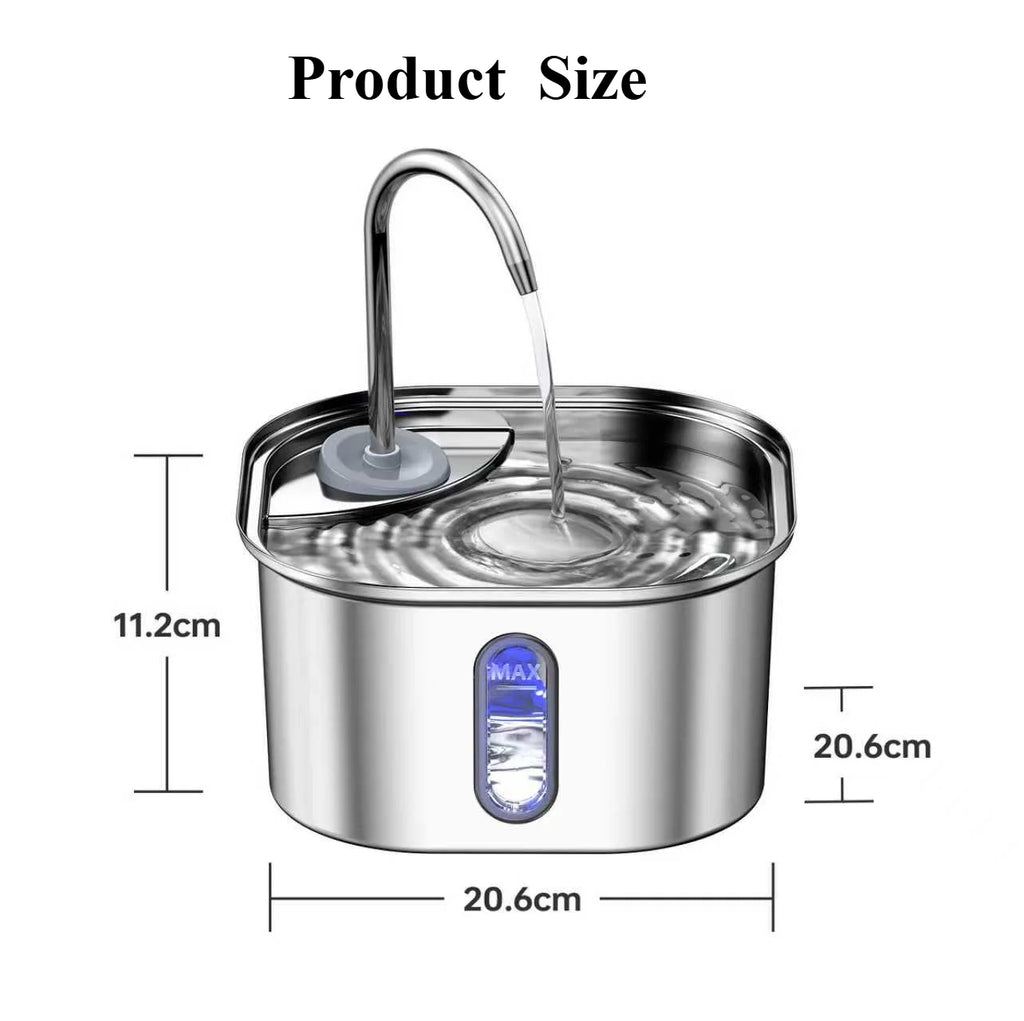 Stainless Steel Pet Water Fountain 3.2L | Hygienic Cat Fountain USA