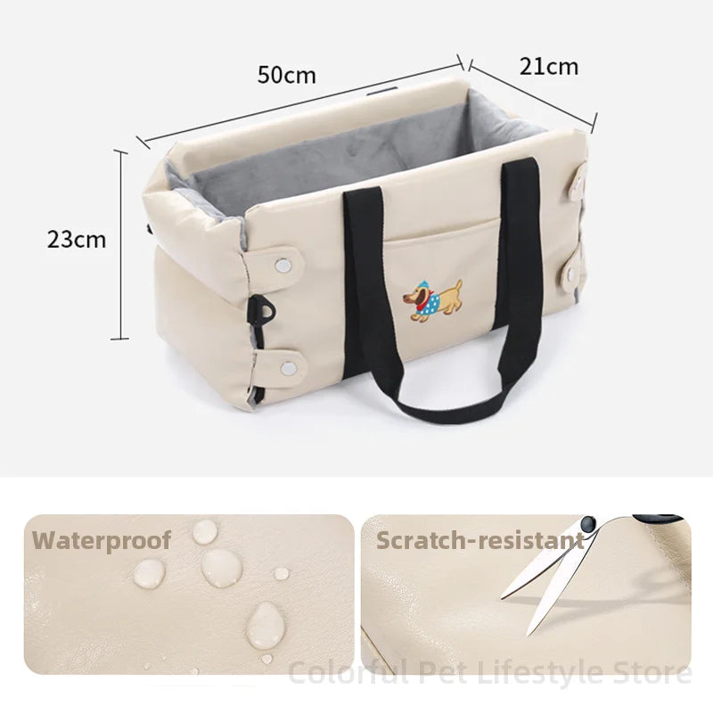 PU Leather Dog Car Seat Central Control Pet Carrier