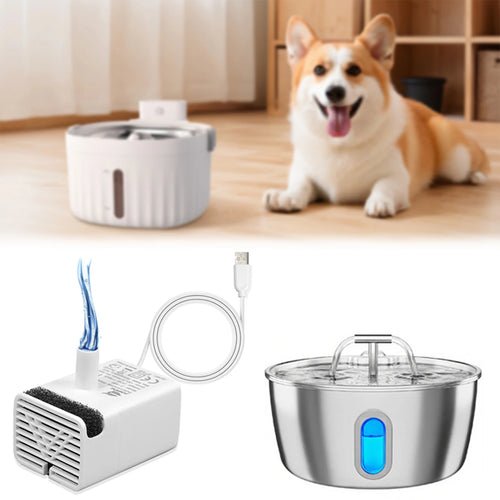 White submersible cat fountain pump replacement motor with power cord and nozzle