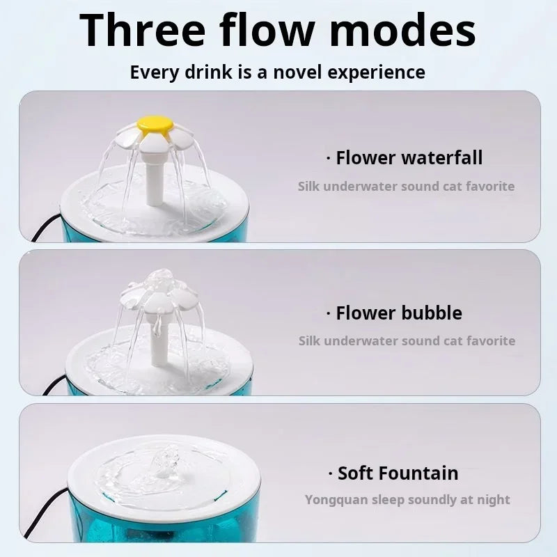 1.2L Silent Cat Water Fountain USB with Filter Foam
