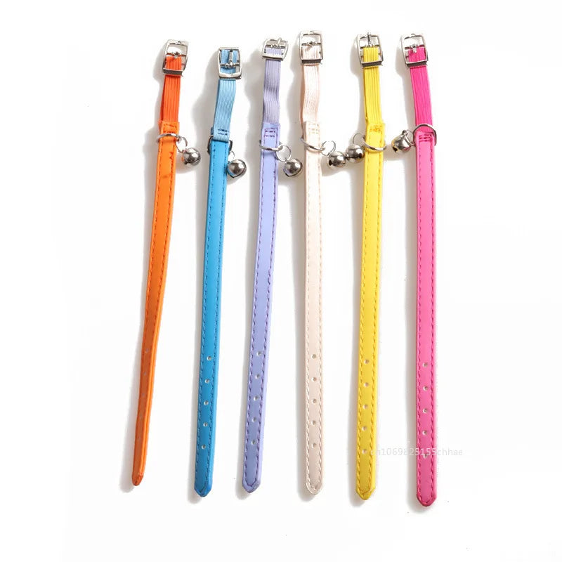 Elastic cat collars with bells, set of colorful collars with metal clasps