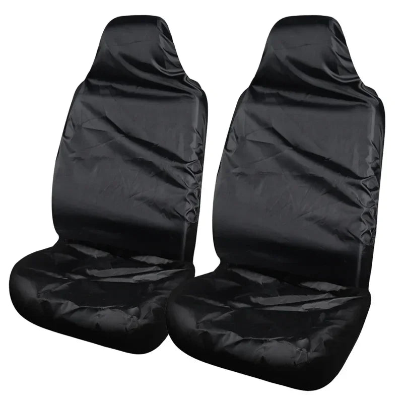 Black heavy-duty pet car seat protector fabric cover, two front seat covers.